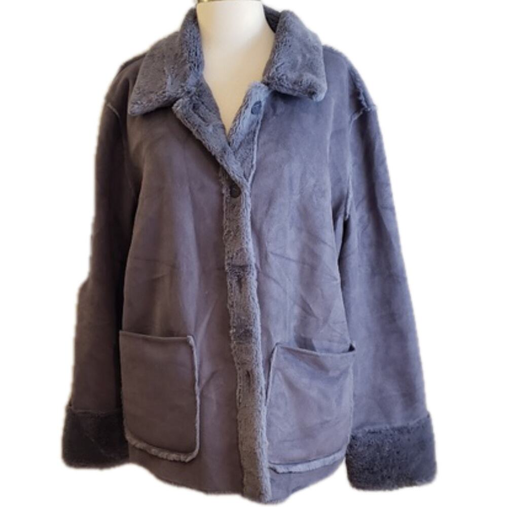 🧣BRANDON THOMAS  Grayish/Purple Jacket SMALL